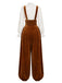 [Prevendita] 2PCS Pantaloni Harem Marrone Chiaro Anni '70 in Velluto con Bretelle e Camicetta Bianca 3