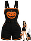 [Prevendita] Tuta Corta Salopette Nera Anni '60 Halloween a Zucca con Tasche
