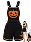 Tuta Corta Salopette Nera Anni '60 Halloween a Zucca con Tasche