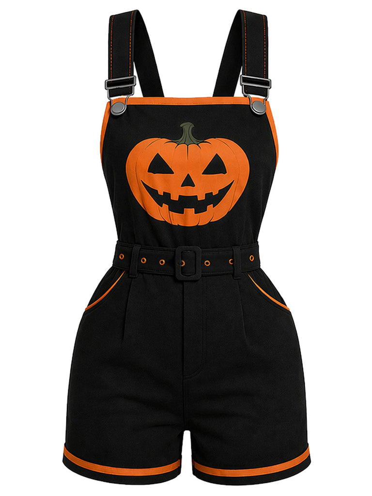 [Prevendita] Tuta Corta Salopette Nera Anni '60 Festa Horror con Tasche a Zucca 2