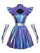 Miniabito Viola Anni '80 Metallizzato Futuristico con Cut-out