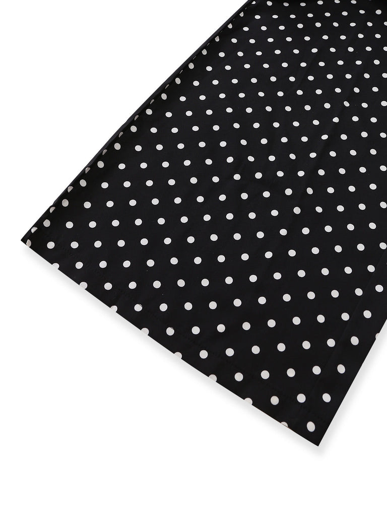Tuta Lunga Nero Anni '50 Spalle Scoperte a Pois con Fiocco con Lacci 5