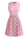 [Prevendita] Miniabito Rosa Anni '60 a Quadri Panel Colletto Peter Pan