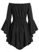 Abito Nero Anni '40 Spalle Scoperte Batwing Manica Cinched Waist Smock 2