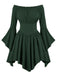 Abito Nero Anni '40 Spalle Scoperte Batwing Manica Cinched Waist Smock 3