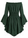 Abito Nero Anni '40 Spalle Scoperte Batwing Manica Cinched Waist Smock 4