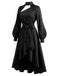 [Prevendita] 2PCS Abito Nero Anni '40 Gotico Asimmetrico con Fiocco e Strato Rimovibile 3
