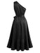 [Prevendita] 2PCS Abito Nero Anni '40 Gotico Asimmetrico con Fiocco e Strato Rimovibile 7