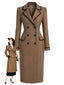 [Prevendita] Cappotto Marrone Anni '50 Doppiopetto con Bordi in Pelle