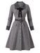 [Prevendita] Abito Dark Gray Anni '50 a Righe Scollo a V con Fiocco con Lacci con Cintura 2