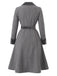 [Prevendita] Abito Dark Gray Anni '50 a Righe Scollo a V con Fiocco con Lacci con Cintura 3