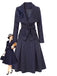 [Prevendita] 2PCS Camicetta e Gonna Blu Intenso Anni '60 a Righe con Scollo a V e Cintura