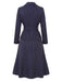 [Prevendita] 2PCS Camicetta e Gonna Blu Intenso Anni '60 a Righe con Scollo a V e Cintura 3