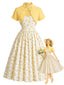 [Prevendita] Abito a Ruota Giallo Chiaro Anni '50 Fiori e Fiocco e con Bolero