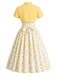 [Prevendita] Abito swing anni '50 giallo chiaro con fiori e fiocco e con bolero 3
