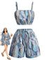 [Prevendita] 2PCS Top Corto e Pantaloncini Multicolore Anni '70 con Stampa Geometrica