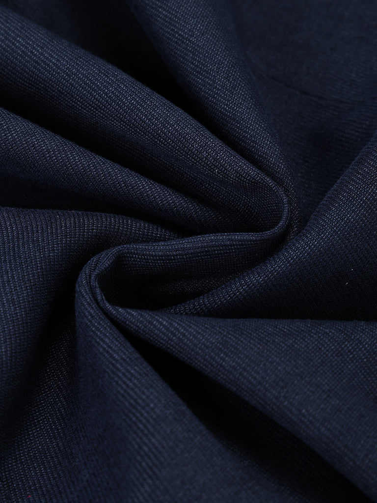 [Prevendita] Abito Blu Scuro Anni '50 a Matita con Collo Volant Peplo e Blazer 6