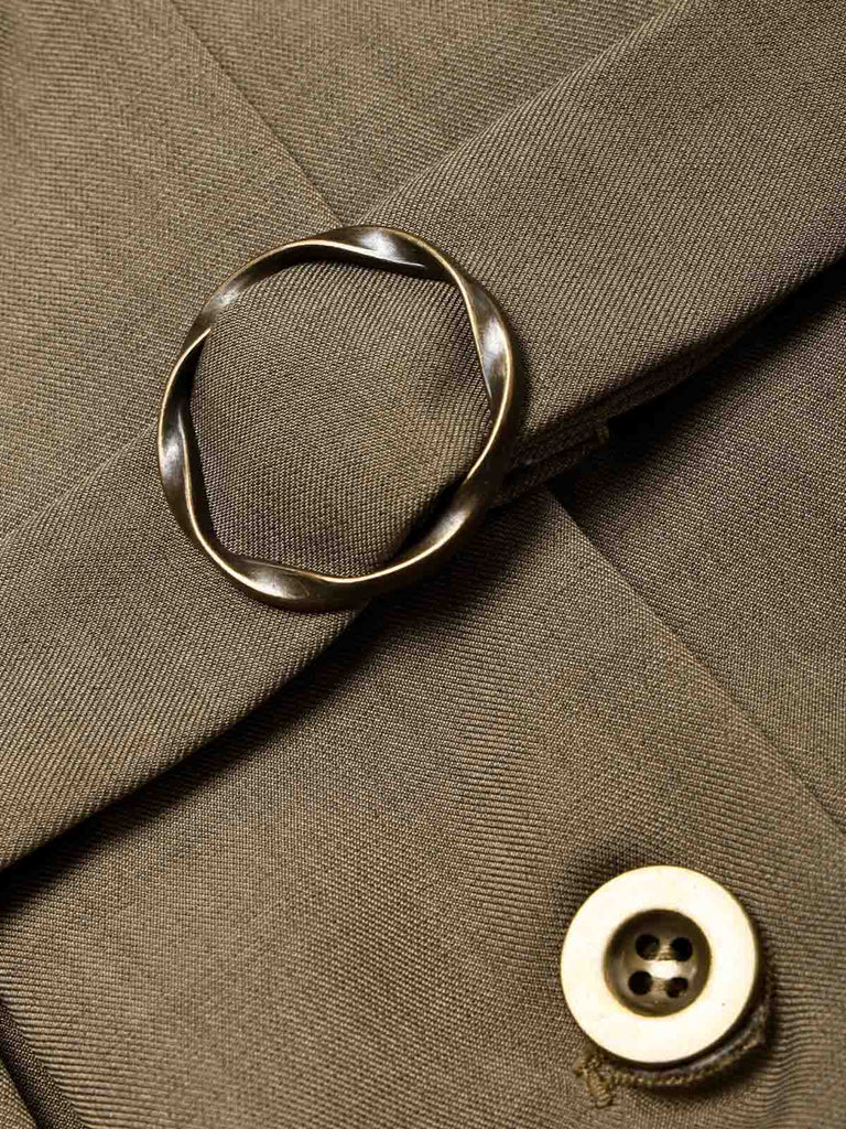 [Prevendita] Abito anni '40 marrone effetto due pezzi con colletto a volant 6