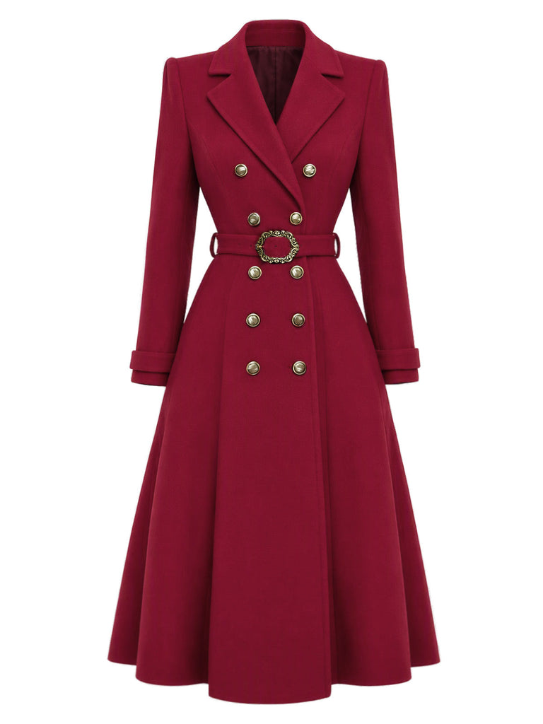 [Prevendita] Cappotto Bordeaux Anni '30 Doppiopetto con Cintura 2
