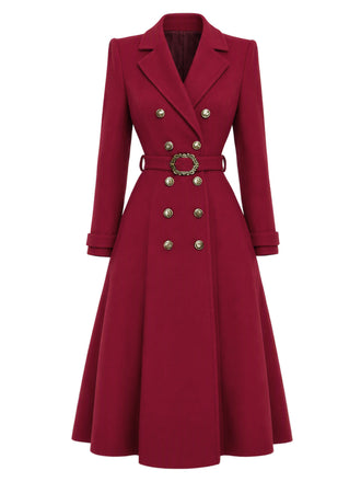[Prevendita] Cappotto Bordeaux Anni '30 Doppiopetto con Cintura 2
