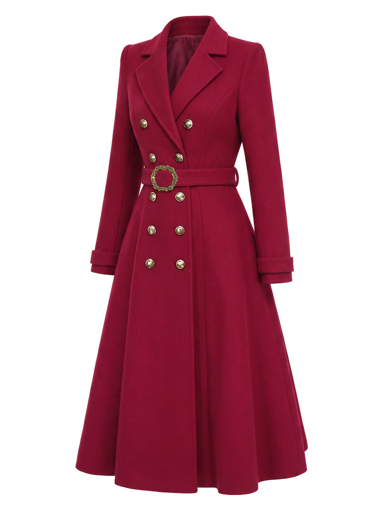 [Prevendita] Cappotto Bordeaux Anni '30 Doppiopetto con Cintura 3
