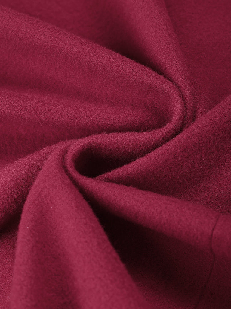 Cappotto Bordeaux Anni '30 Doppiopetto con Cintura