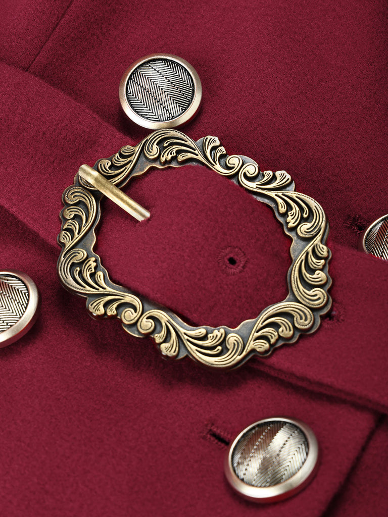 [Prevendita] Cappotto Bordeaux Anni '30 Doppiopetto con Cintura 7