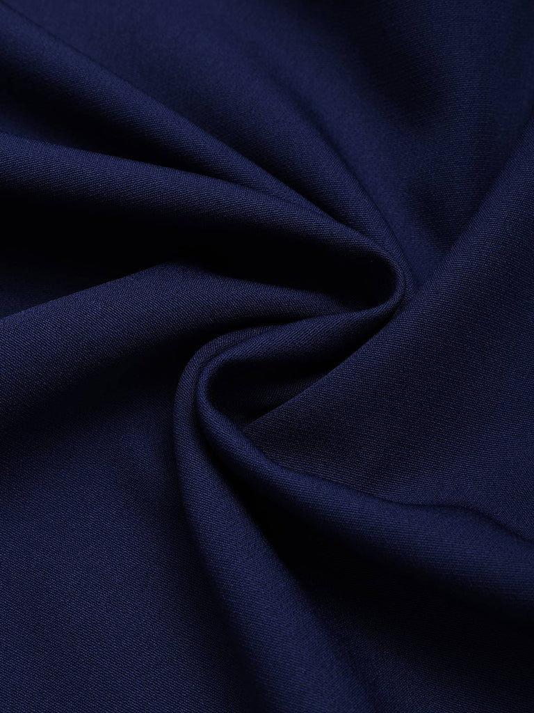[Prevendita] Abito Deep Blu Anni '50 Tinta Unita Spalle Scoperte in Pizzo Patchwork 5
