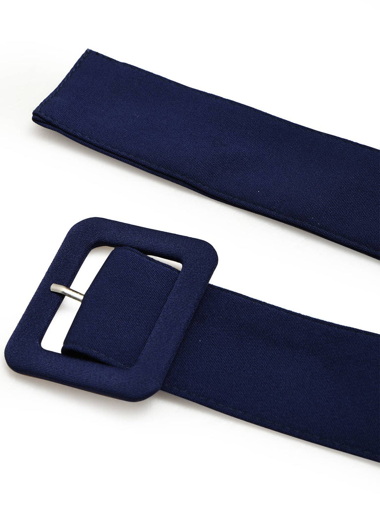 [Prevendita] Abito Deep Blu Anni '50 Tinta Unita Spalle Scoperte in Pizzo Patchwork 7