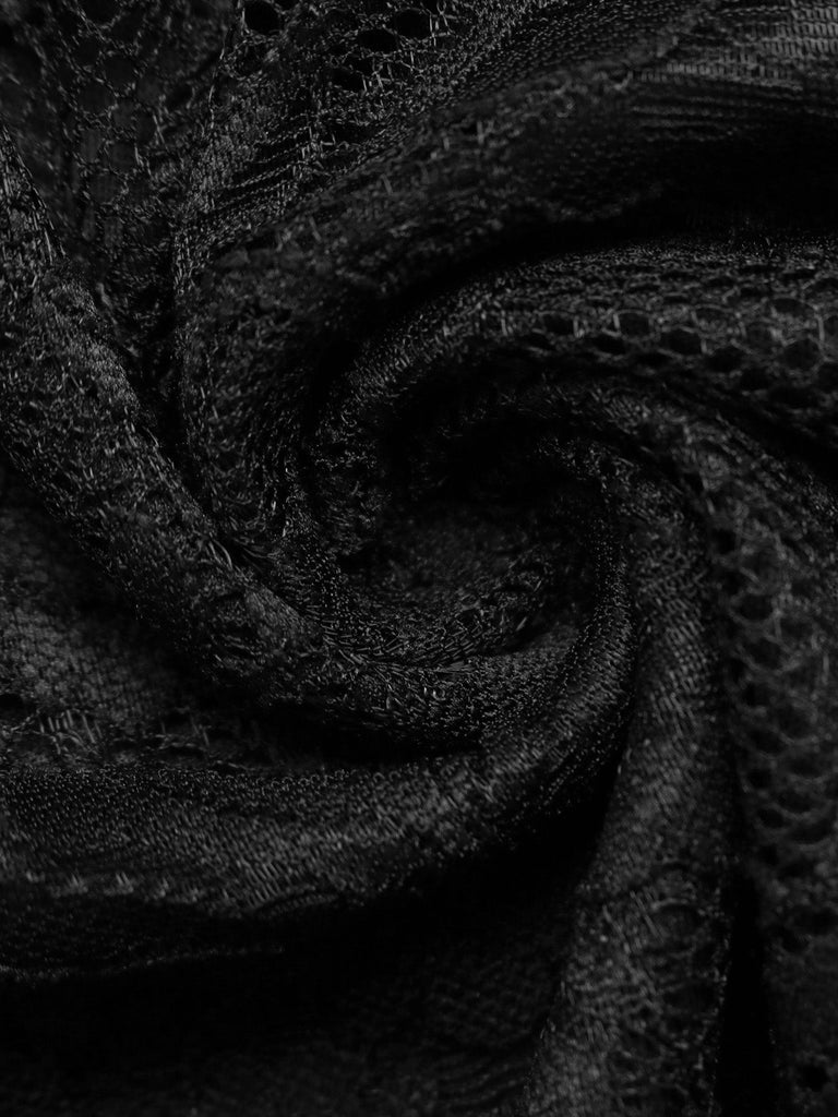 Abito Nero Anni '50 Spalle Scoperte in Pizzo Floreale Illusion 7