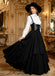 3PCS Costume Nero Anni '50 Vittoriano Gotico Rinascimentale Cosplay con Corsetto Volant 2