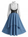 3PCS Costume Nero Anni '50 Vittoriano Gotico Rinascimentale Cosplay con Corsetto Volant 4