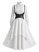 3PCS Costume Nero Anni '50 Vittoriano Gotico Rinascimentale Cosplay con Corsetto Volant 6