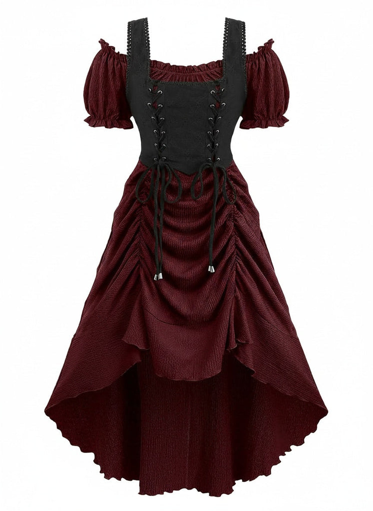 Abito Lungo Nero Anni '80 Vittoriano Corsetto in Pizzo Up Gotico 4