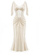 [Prevendita] Camisola maxi anni '30 color champagne in raso con corsetto in pizzo e perle 2