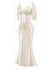 [Prevendita] Camisola maxi anni '30 color champagne in raso con corsetto in pizzo e perle 3