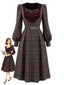 [Prevendita] Abito Bordeaux Anni '50 in Velluto a Quadri con Scollo a Cuore