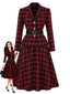 [Prevendita] 2PCS Blazer Aderenti e Gonna Neri e Rossi Anni '50 a Quadri con Cintura