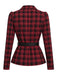 [Prevendita] 2PCS Camicetta e Gonna Rosso e Nero Anni '50 a Quadri con Colletto con Revers e Cintura 6