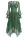 [Prevendita] Abito anni '70 verde lago con corsetto in pizzo e strati trasparenti e orlo asimmetrico 2