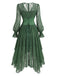 [Prevendita] Abito anni '70 verde lago con corsetto in pizzo e strati trasparenti e orlo asimmetrico 4
