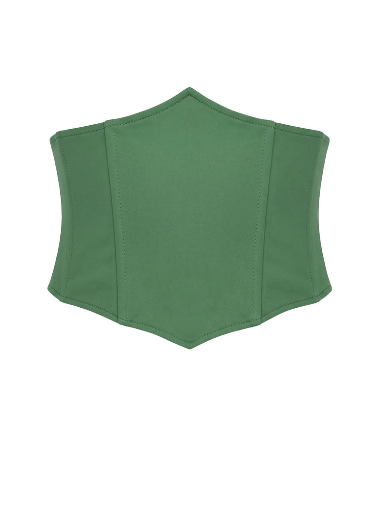 [Prevendita] Abito anni '70 verde lago con corsetto in pizzo e strati trasparenti e orlo asimmetrico 5