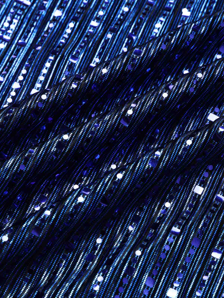 [Prevendita] Tuta Lunga Blu Anni '70 con Perline Paillettes Intreccio Aperture e Gamba Larga 7