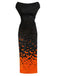 [Prevendita] Abito Aderente Nero Anni '60 Orange Pipistrello Stampa Gradient 2