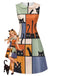 [Prevendita] Abito Multicolore Anni '60 Abstract Art Cat Print Colletto Peter Pan Linea A