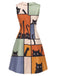 [Prevendita] Abito Multicolore Anni '60 Abstract Art Cat Print Colletto Peter Pan Linea A 4