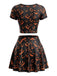 2PCS Set Top Corto e Gonna Arancione Anni '60 di Halloween con Stampa Zucca 3