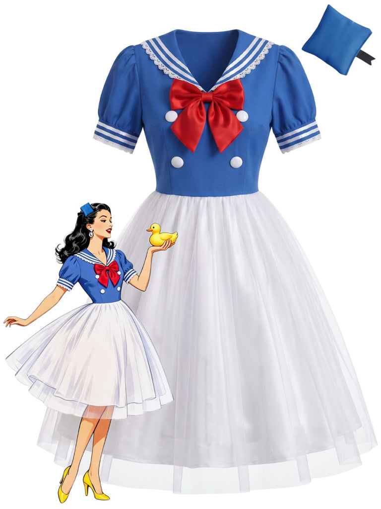 Abito da Marinaia Blu Anni '50 di Halloween per Cosplay