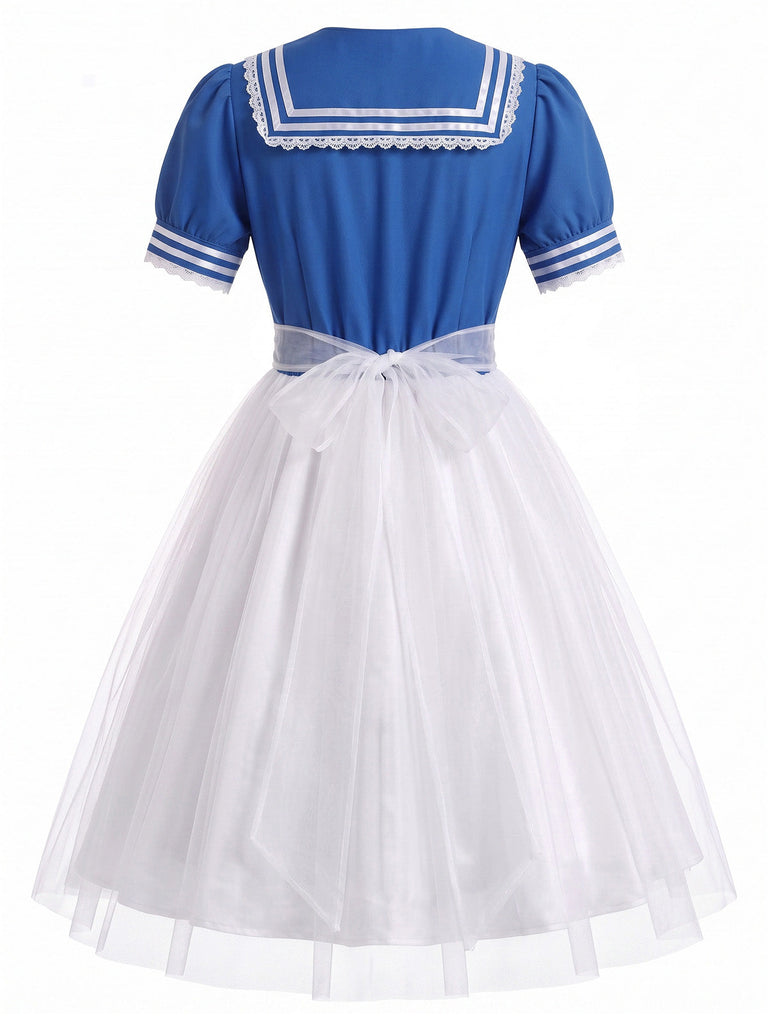 Abito da Marinaia Blu Anni '50 di Halloween per Cosplay 3