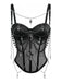 Top Nero Anni '80 Gotico Catene a Croce con Perline Corsetto